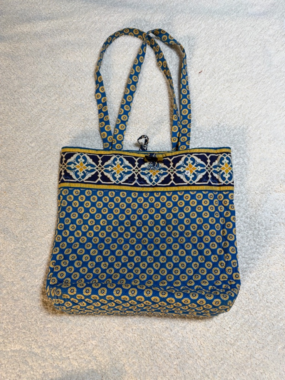 Vera Bradley Blue and Yellow Patterned Quilted Tote